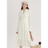 2023 Autumn New French gentle style solid color button-up long-sleeved dress HUA8462 Application Scenario